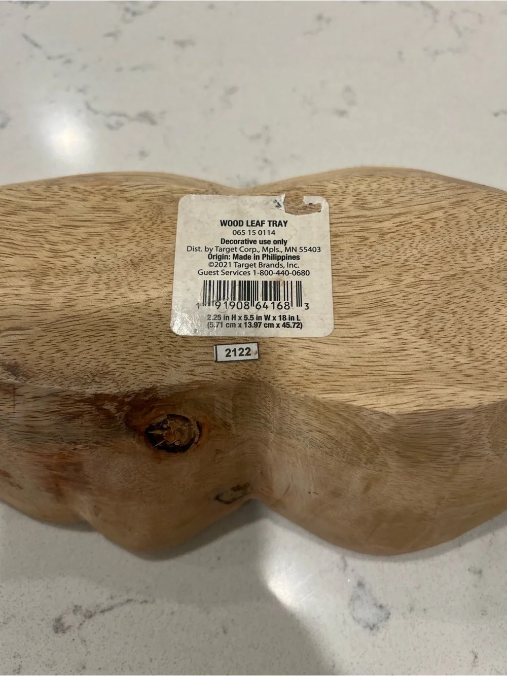 Natural Wood Leaf Decorative Tray - Neutral Brown